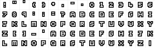 Pixel Inversions Regular  glyph index