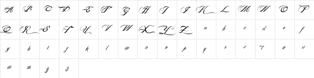 BILLY ARGEL FONT Regular  glyph index