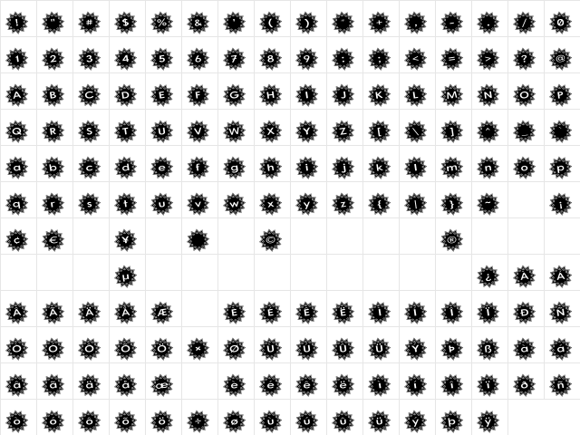 Stargit Ver2 Regular  glyph index