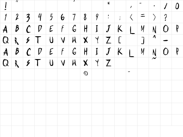 Shonen Punk! Custom Bold Bold  glyph index