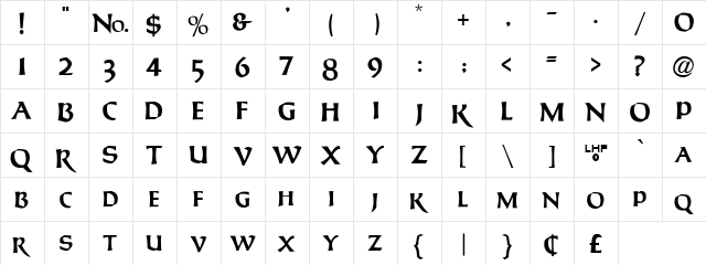LHFUncialCaps Medium  glyph index