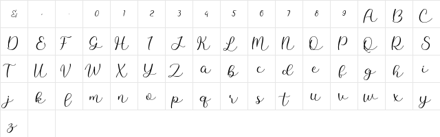 Meytha Regular  glyph index