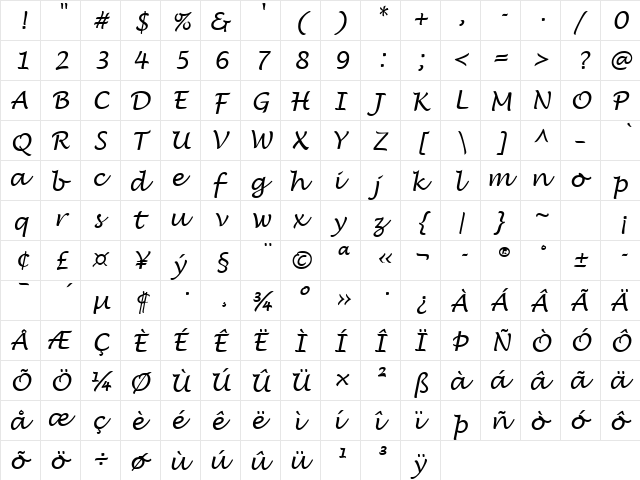 LANTULA Regular  glyph index