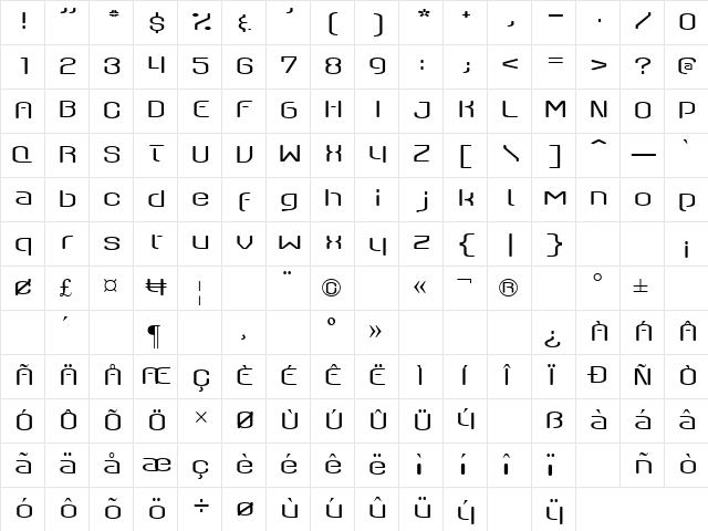 QSwitch Ax Regular  glyph index
