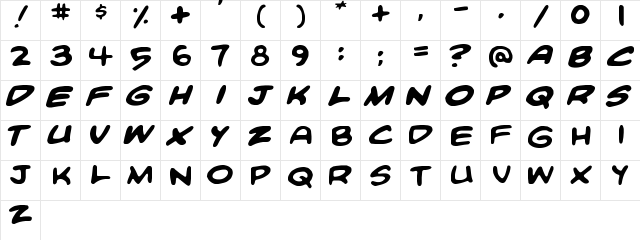 Blambot Standard Regular  glyph index