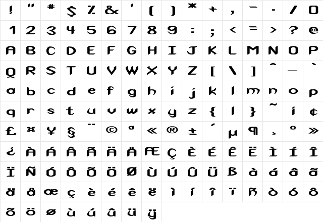 Cuneiform Ex Bold Bold  glyph index