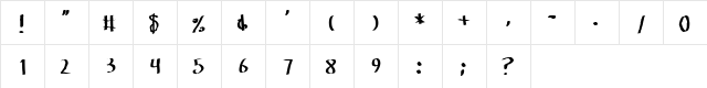 Alima Regular  glyph index