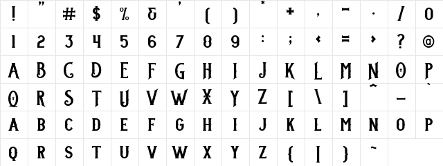 Stanley DEMO Regular  glyph index