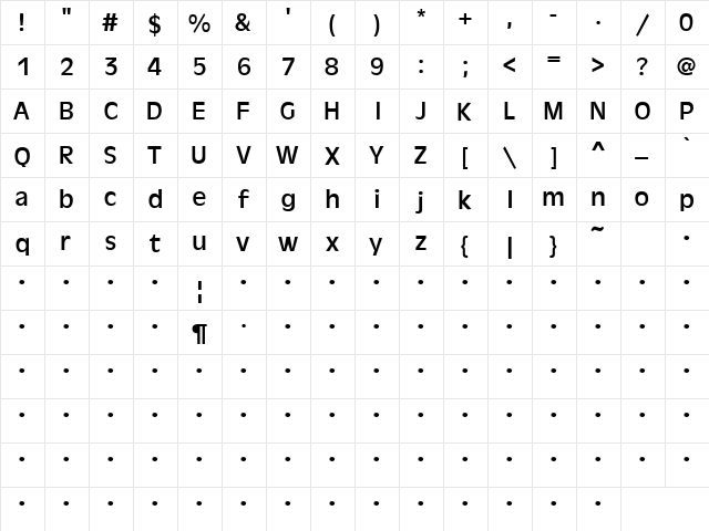 QTAncientOlive Regular  glyph index