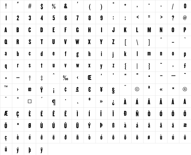 Knockout HTF68-FullFeatherwt  glyph index