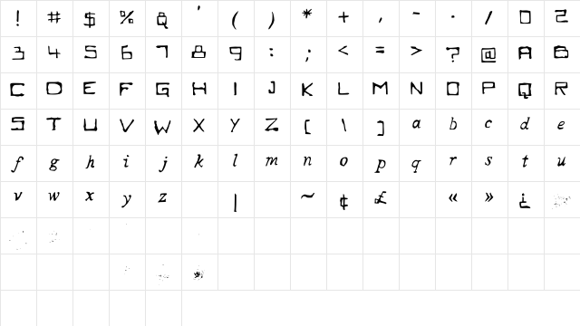 SQUAREBABY Medium  glyph index