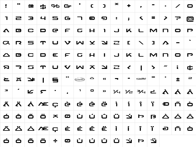 4114 Blaster Expanded Expanded  glyph index