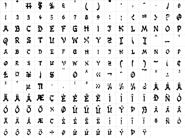 Zen Masters Regular  glyph index