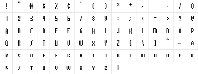 AuX DotBitC Cond SmallCaps Regular  glyph index