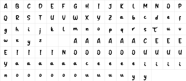 Rentga Personal Use  glyph index