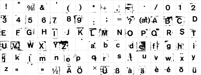 NeoPrint M319 Regular  glyph index