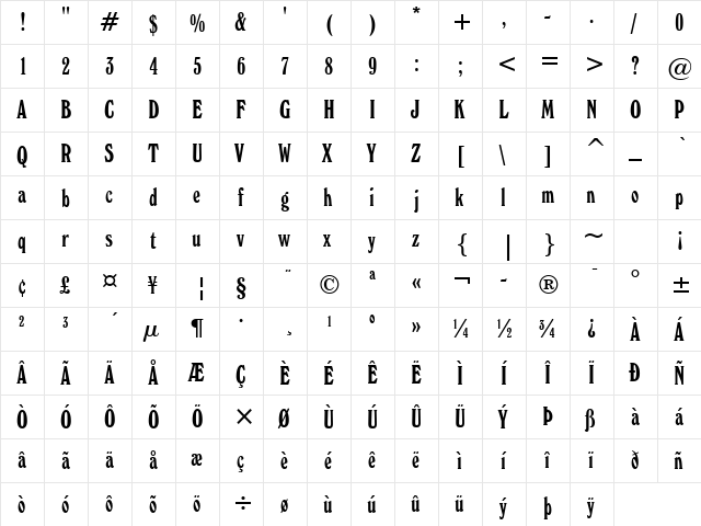 Windsor Regular  glyph index