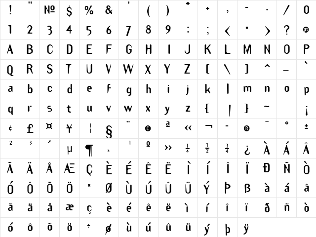 Smoothplate Black  glyph index