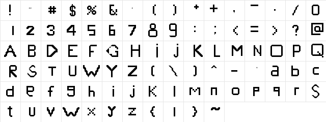 Old school Regular  glyph index