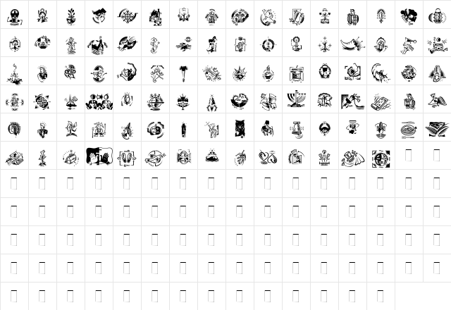 DF Celebrations Regular  glyph index