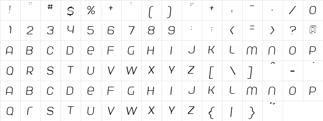 Parvoflavin Light Skew  glyph index