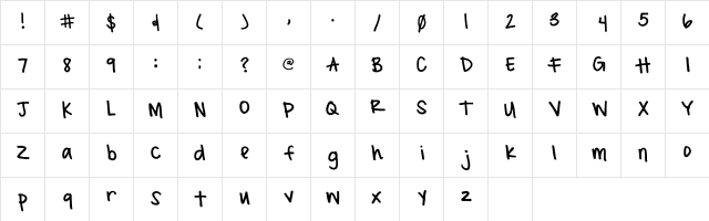 Macady Regular  glyph index
