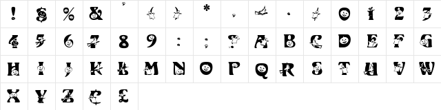FB HALLOWEEN Regular  glyph index