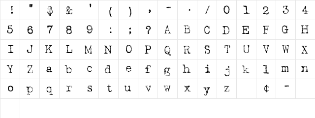 Batik Regular Regular  glyph index