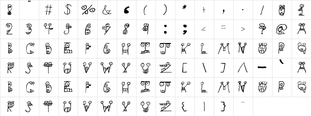 New Regular  glyph index