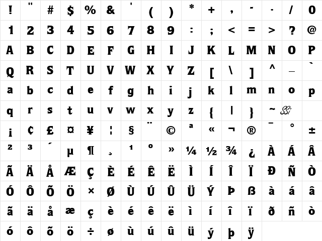 Stack Black SSi Black  glyph index