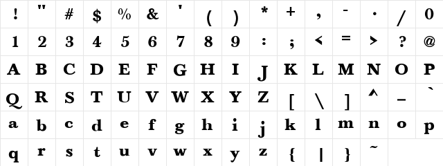 NewBaskerville- Regular  glyph index