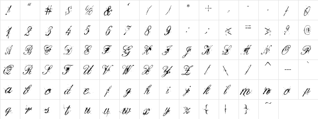 Dirty English Regular  glyph index