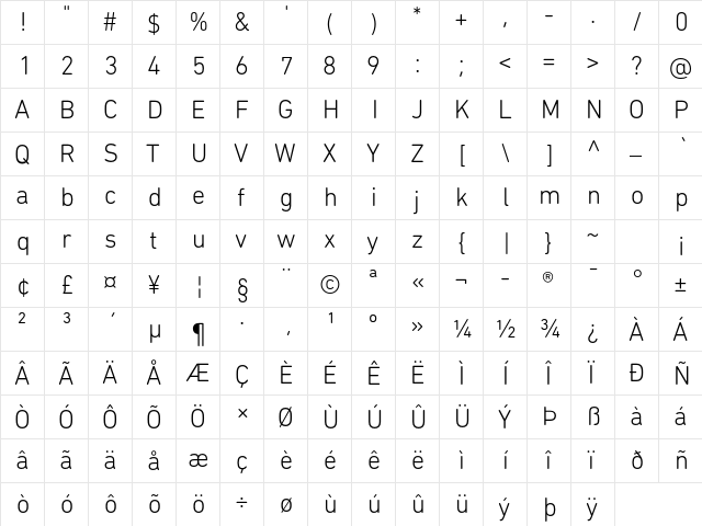 DIN Next Rounded LT Pro Light  glyph index