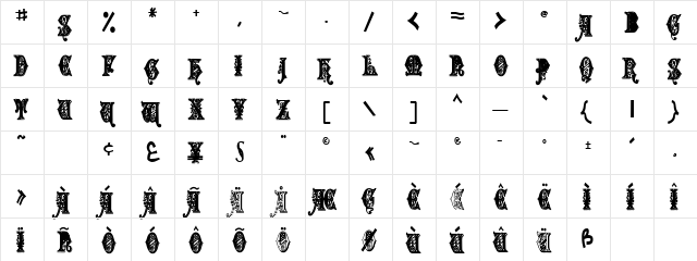 FlowerCapsText1222 Bold  glyph index