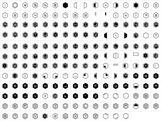 HEX:gon Staggered 2 Regular  glyph index