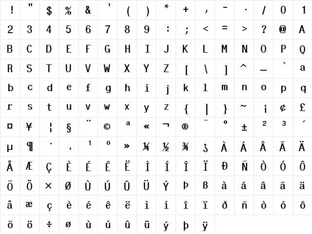 Tt-Kp Medium  glyph index