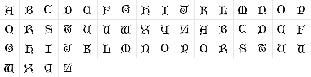 HandcartCaps Normal  glyph index