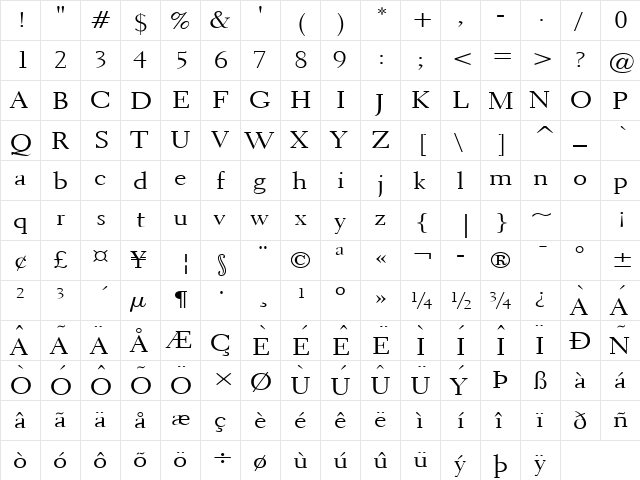 Transit 2 Wide Normal  glyph index