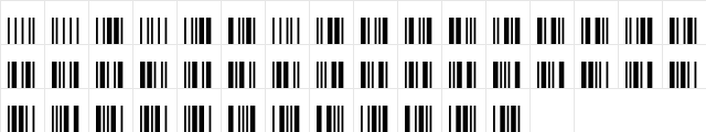 Code39SmallLow Regular  glyph index