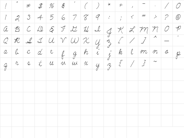 LD Fine Script 5 Regular  glyph index