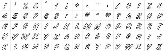 SnyderSpeed-Out Regular  glyph index