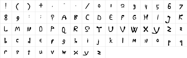 Marty Bold  glyph index