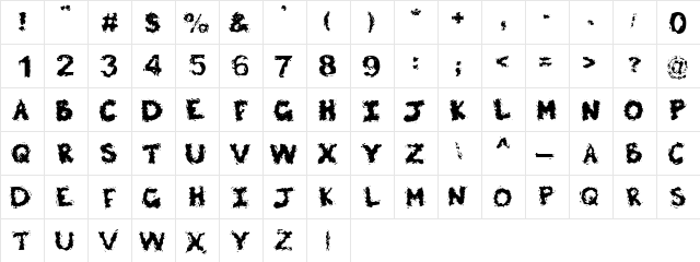 Poltergeist Regular  glyph index