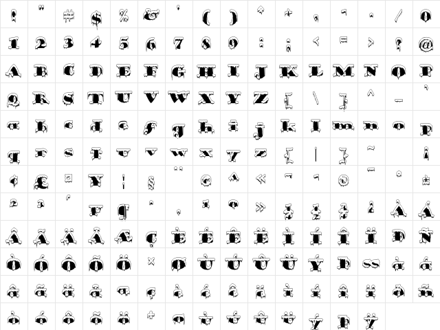 Goudy Stout PLC 'SnowBound' Regular  glyph index