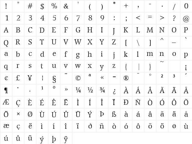 Transport Light Regular  glyph index