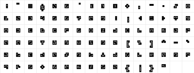 D3 FuturismOutline Regular  glyph index