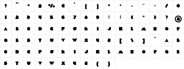 Chrome Bold Bold  glyph index