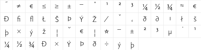 Scala Sans Light  glyph index