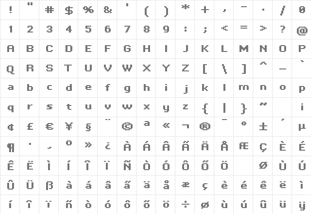 Tenacity HR48 Bold  glyph index
