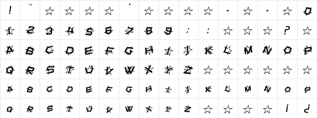 Star Dust Italic  glyph index